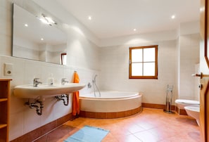 Combined shower/bathtub, hair dryer, bidet, towels - Modern living in the middle of the nature mountains (Novale)