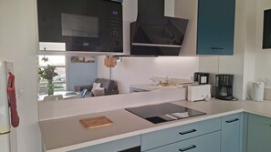 Fridge, microwave, oven, stovetop - F3 APARTMENT WITH SEA VIEW (Granville)