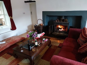 TV, fireplace - SUPERB COTTAGE ON 9 ACRES PROPERTY (Oughterard)