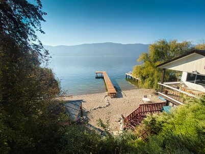Lakefront Okanagan Home with Large Private Patio, Lake View & Private Beach