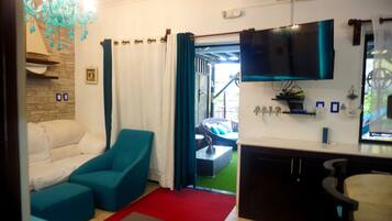 TV, DVD player, stereo