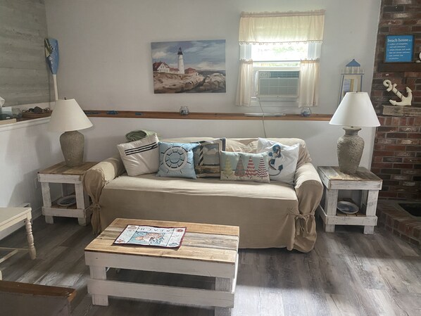 Smart TV, chimenea, reproductor de DVD y libros 