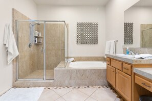 Bathtub, hair dryer, towels