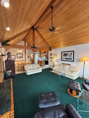 Smart TV, fireplace, DVD player