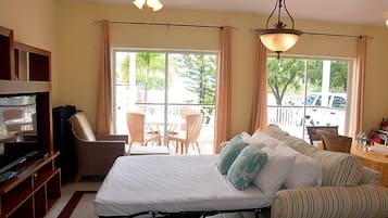 Smart-tv, een dvd-speler, een filmbibliotheek en een stereo