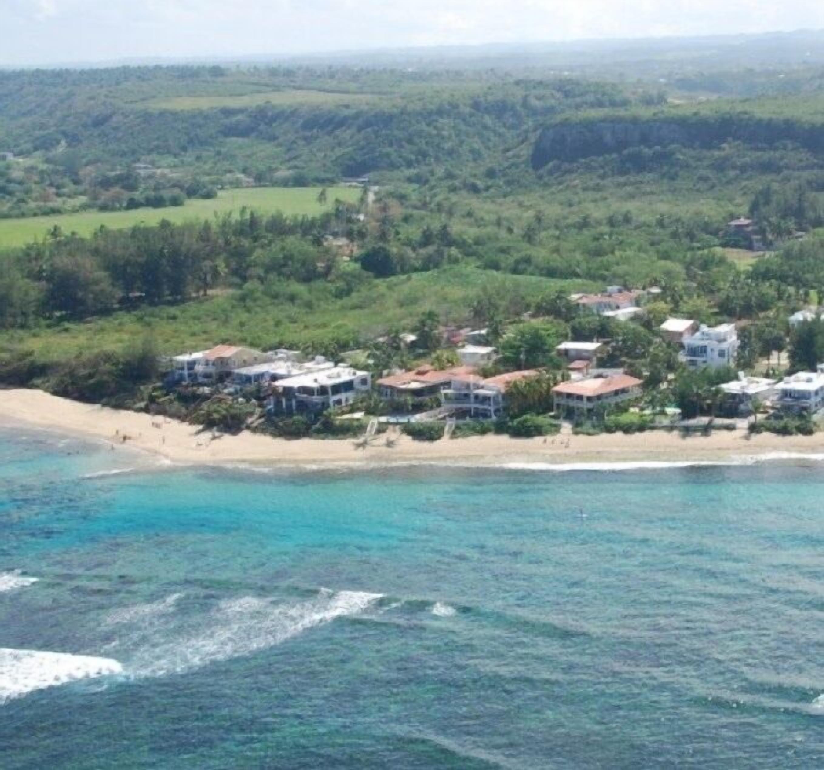 Aerial of Shacks beach community 