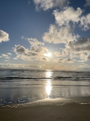 On the beach, sun loungers, beach towels - Magical waterfront!  (Waldport)