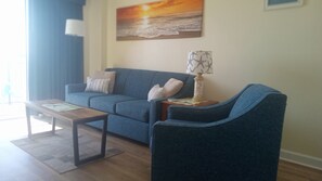 Smart TV, fireplace, DVD player