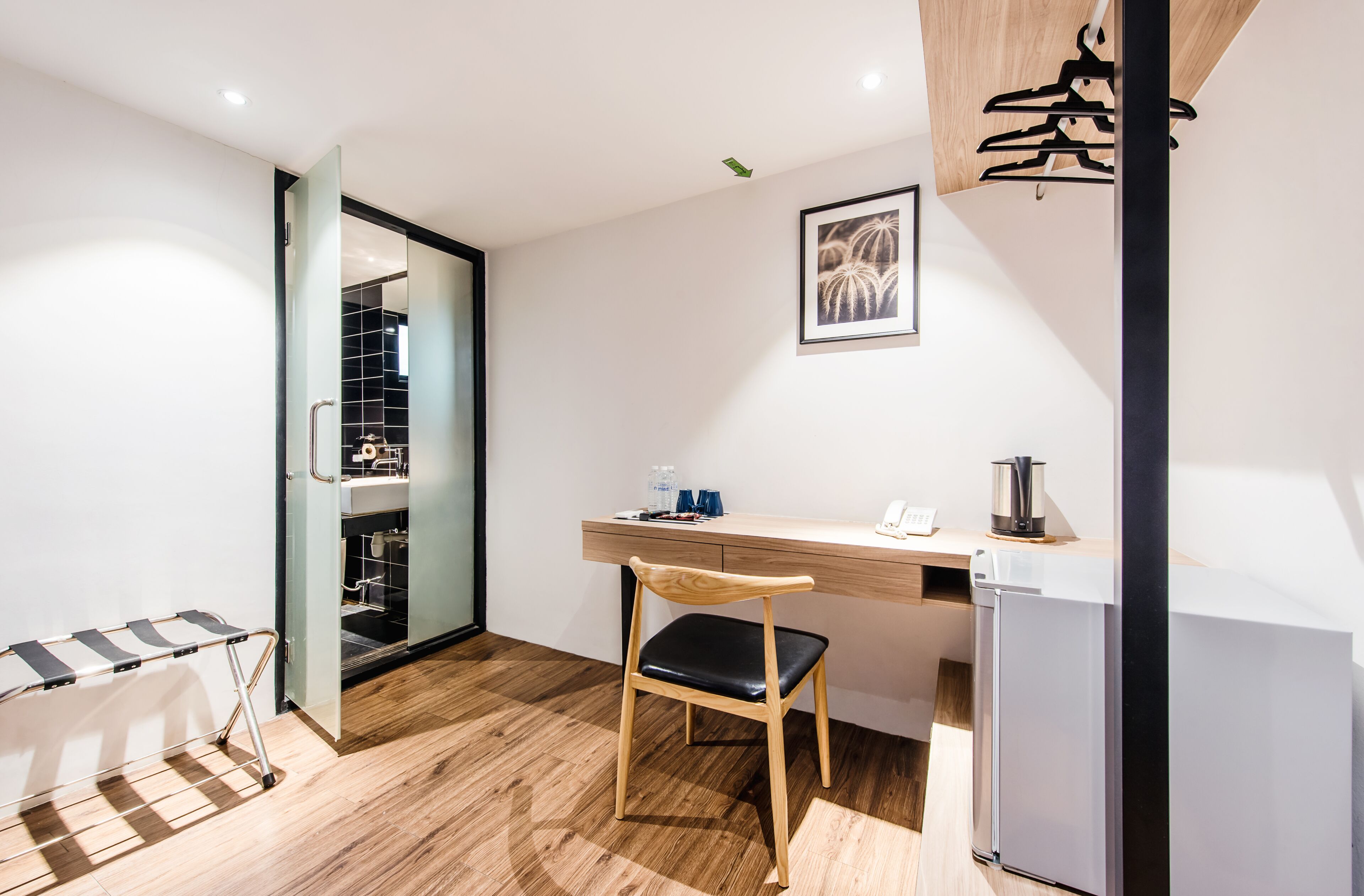 family studio suite | in-room safe, desk, laptop workspace, blackout curtains