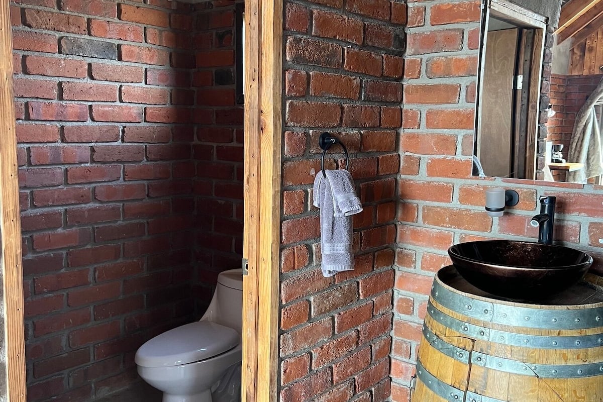 family cabin, 1 bedroom, vineyard view | bathroom | shower, rainfall showerhead, free toiletries, hair dryer