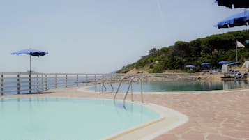 2 buitenzwembaden, parasols voor strand/zwembad