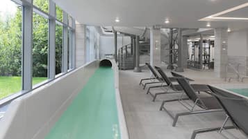 Indoor pool, open 7:00 AM to 10:00 PM, sun loungers