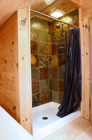 Combined shower/bathtub, hair dryer, towels, soap - A Great 4 Season Home ;  Relaxing, Rustic, Scenic - This Home Has It All (waterbury)