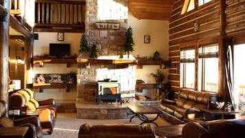 Smart TV, fireplace, video games, DVD player