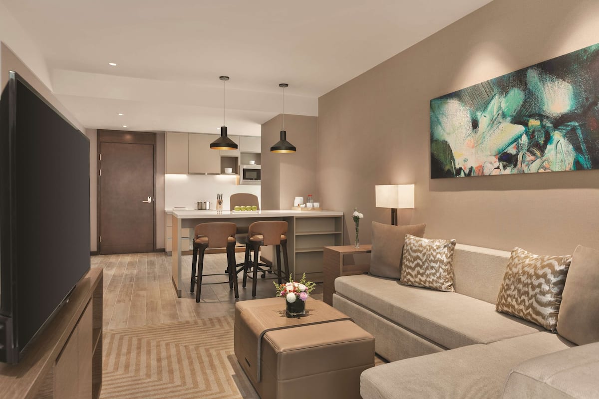 kitchen studio two twin bed with sofa bed | 1 bedroom, premium bedding, down duvets, minibar