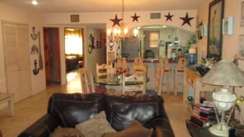 Smart TV, fireplace, video games, DVD player