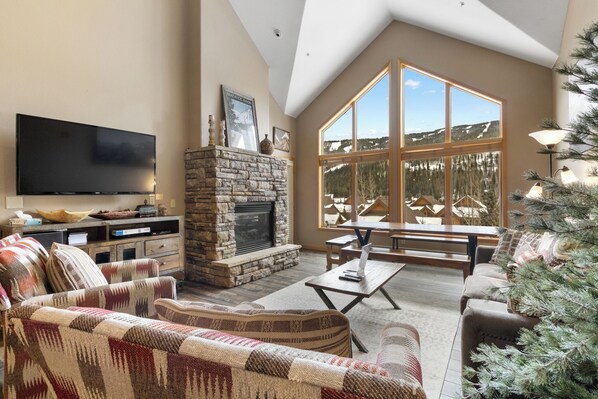 TV, fireplace, DVD player, video library