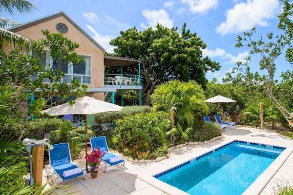 Private Pool for Apartments, separate loungers and outdoor showers