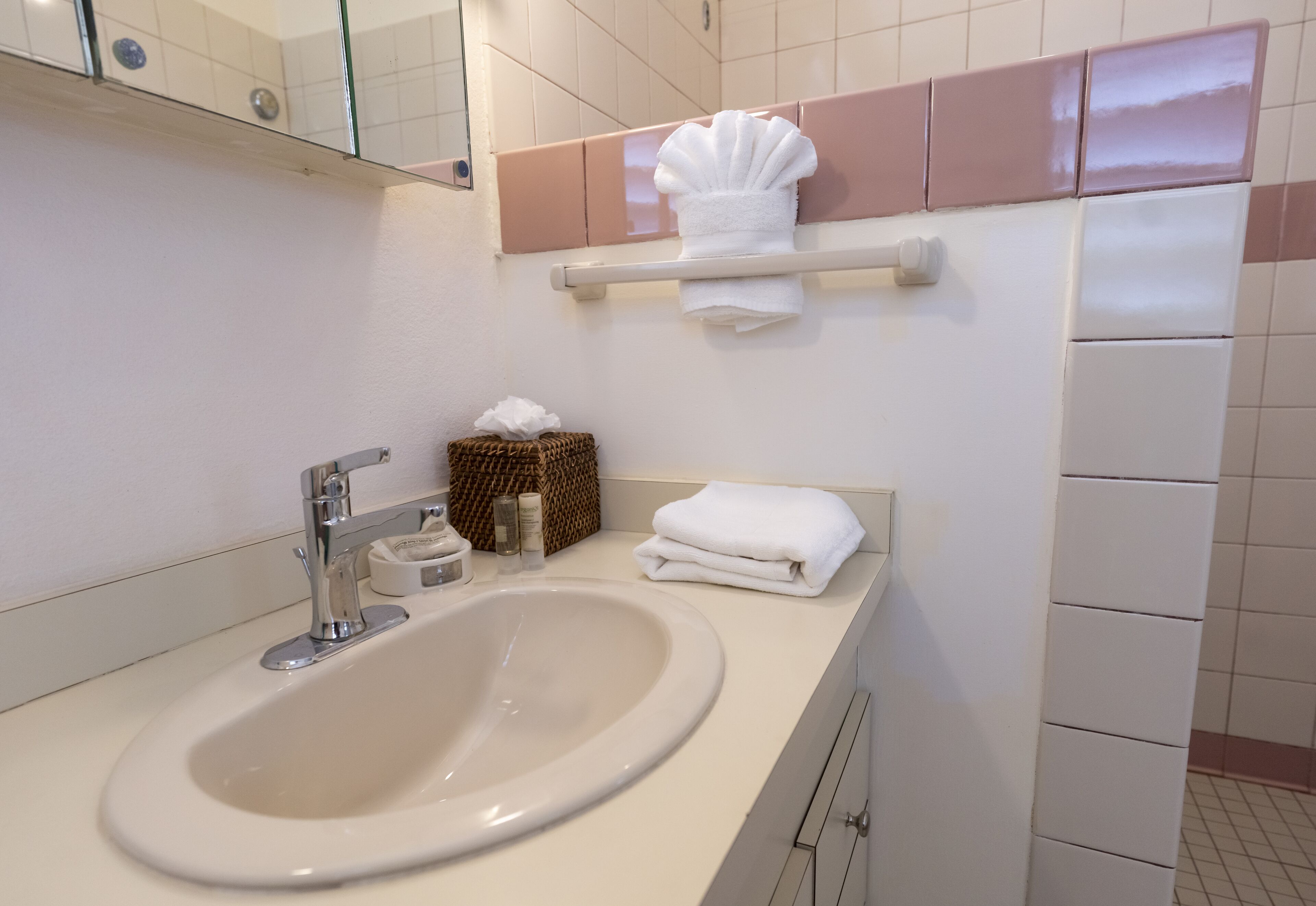Shower, eco-friendly toiletries, hair dryer, towels