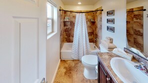 Hair dryer, towels