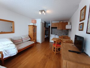 TV, DVD player - Ski-in studio with private parking and pets allowed (Montgenèvre)