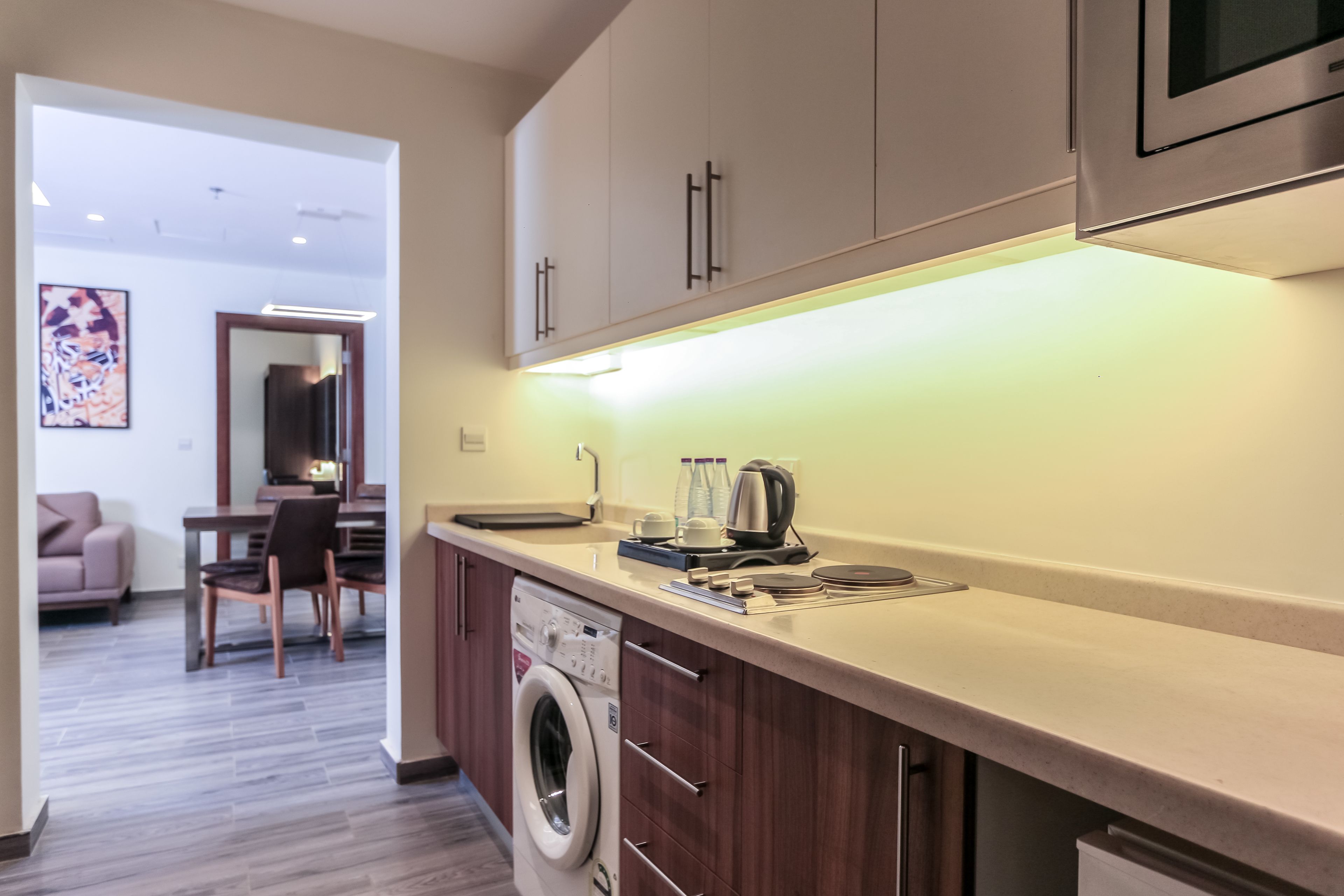 fridge, electric kettle