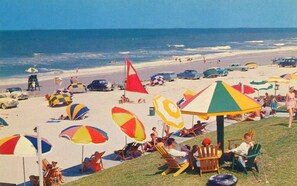 On the beach, sun-loungers, beach towels - Shores Club 201-Owner Managed-Pool-Available 7/11-18; 8/29-9/5; 9/19-26; 10/3-10 (Daytona Beach Shores)