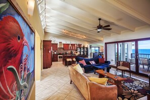 Smart TV, DVD player, books, video library