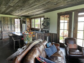 Smart TV, fireplace, DVD player, books