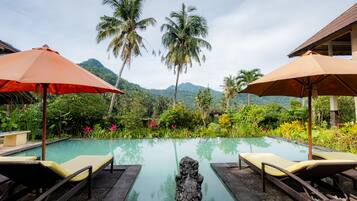 Outdoor pool, sun loungers
