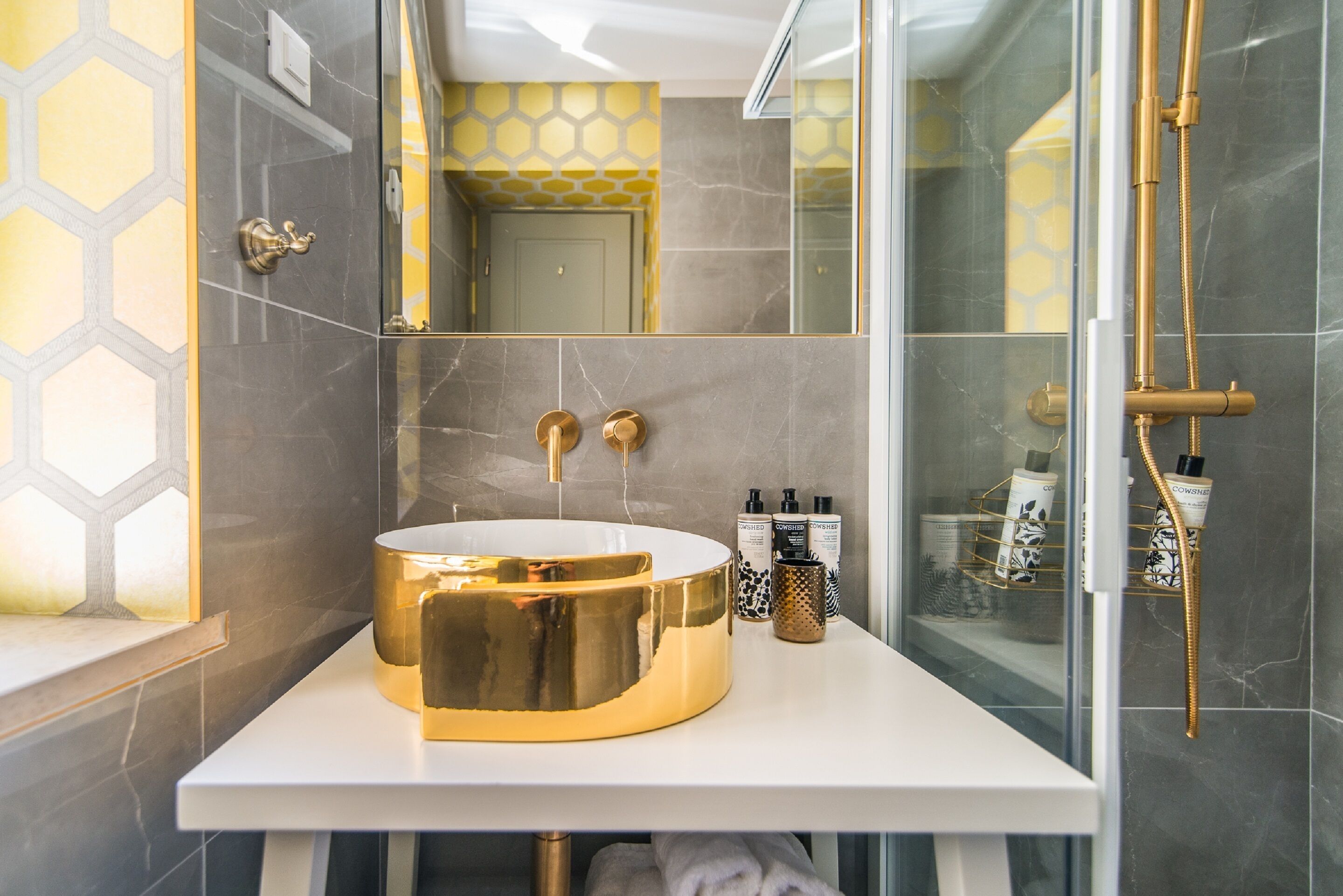 free toiletries, hair dryer, towels