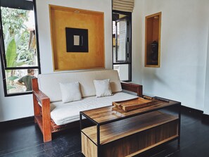 Luxury Villa, 1 Bedroom, Pool View | Living room | TV - Montra Samui (Koh Samui)