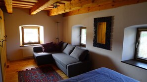 TV, bøker, musikkbibliotek og stereoanlegg