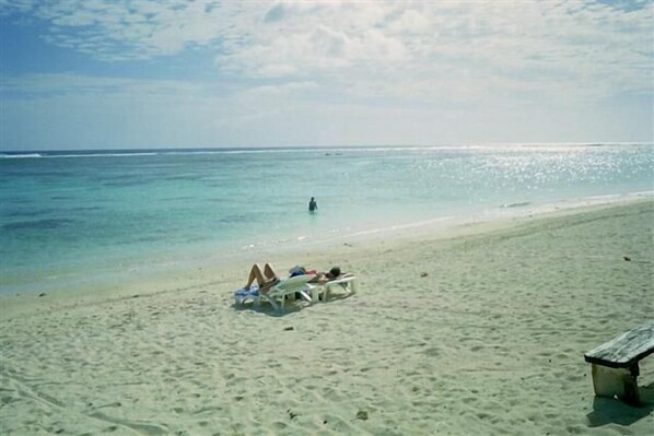 On the beach, beach towels