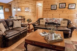 Flat-screen TV, fireplace, DVD player