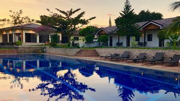 2 outdoor pools, open 7 AM to 10 PM, sun loungers