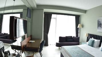 Egyptian cotton sheets, premium bedding, down duvets, minibar