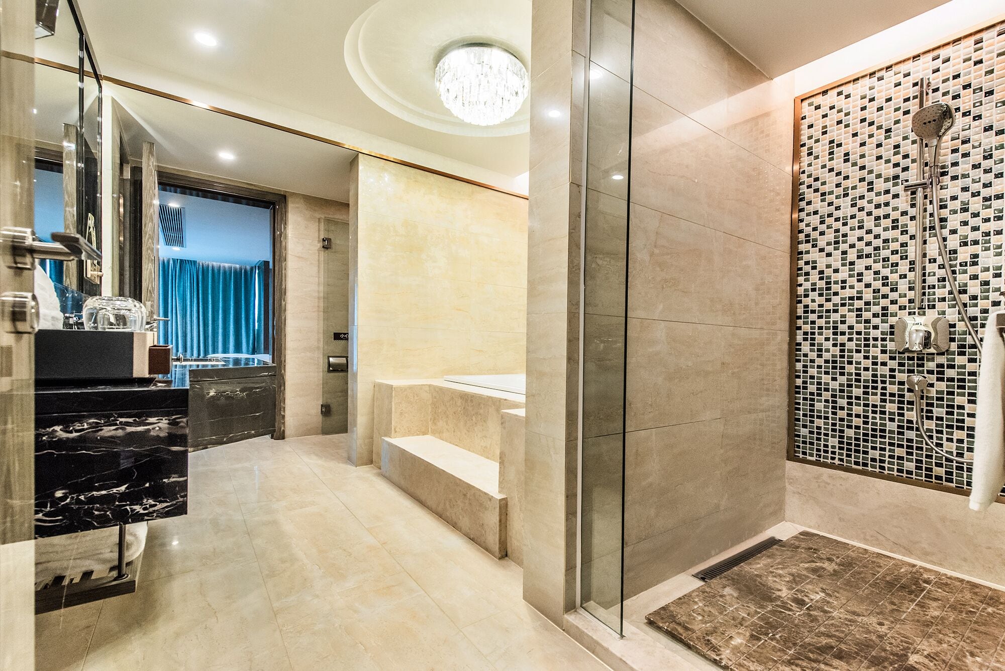 deluxe suite, 1 king bed | bathroom | free toiletries, hair dryer, slippers, towels