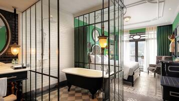 Habitación Deluxe, 1 cama King size | Ropa de cama de alta calidad y minibar