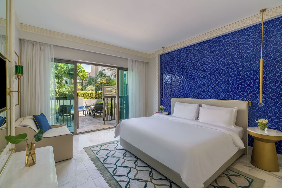 Family Room, 2 Bedrooms, Pool Access | Premium bedding, in-room safe, individually furnished, desk