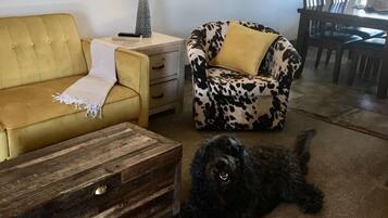 Room #7-Deluxe Suite, 1 King Bed with Sofa bed, Accessible, Non Smoking (Pet Friendly) | 1 bedroom, premium bedding, pillowtop beds, individually decorated