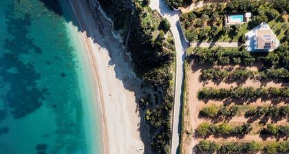 Panoramic villa with pool in front of the beach