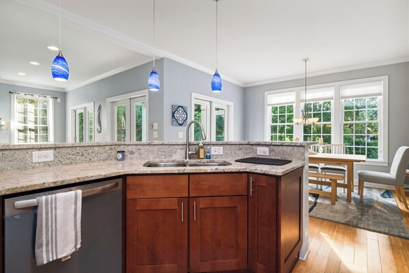 Dishwasher, coffee/tea maker, cookware/dishes/utensils, ice maker - Time Stands Still: 4 Bed/3 Bath Home with Private Fenced In Pool Only One Block (Oak Island)