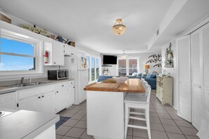Fridge, microwave, oven, stovetop - American Dream: Oceanfront Home with 2 Covered Porches Close to Oak Island Pier (Oak Island)