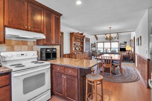 Dishwasher, coffee/tea maker, toaster oven, cookware/dishes/utensils - Wahoo: Oceanfront house in West Beach near Fish House Restaurant. (Oak Island)