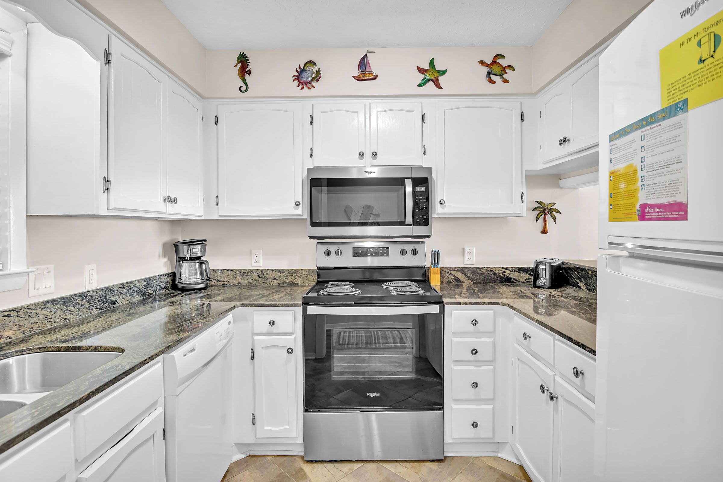 Dishwasher, coffee/tea maker, cookware/dishes/utensils, ice maker