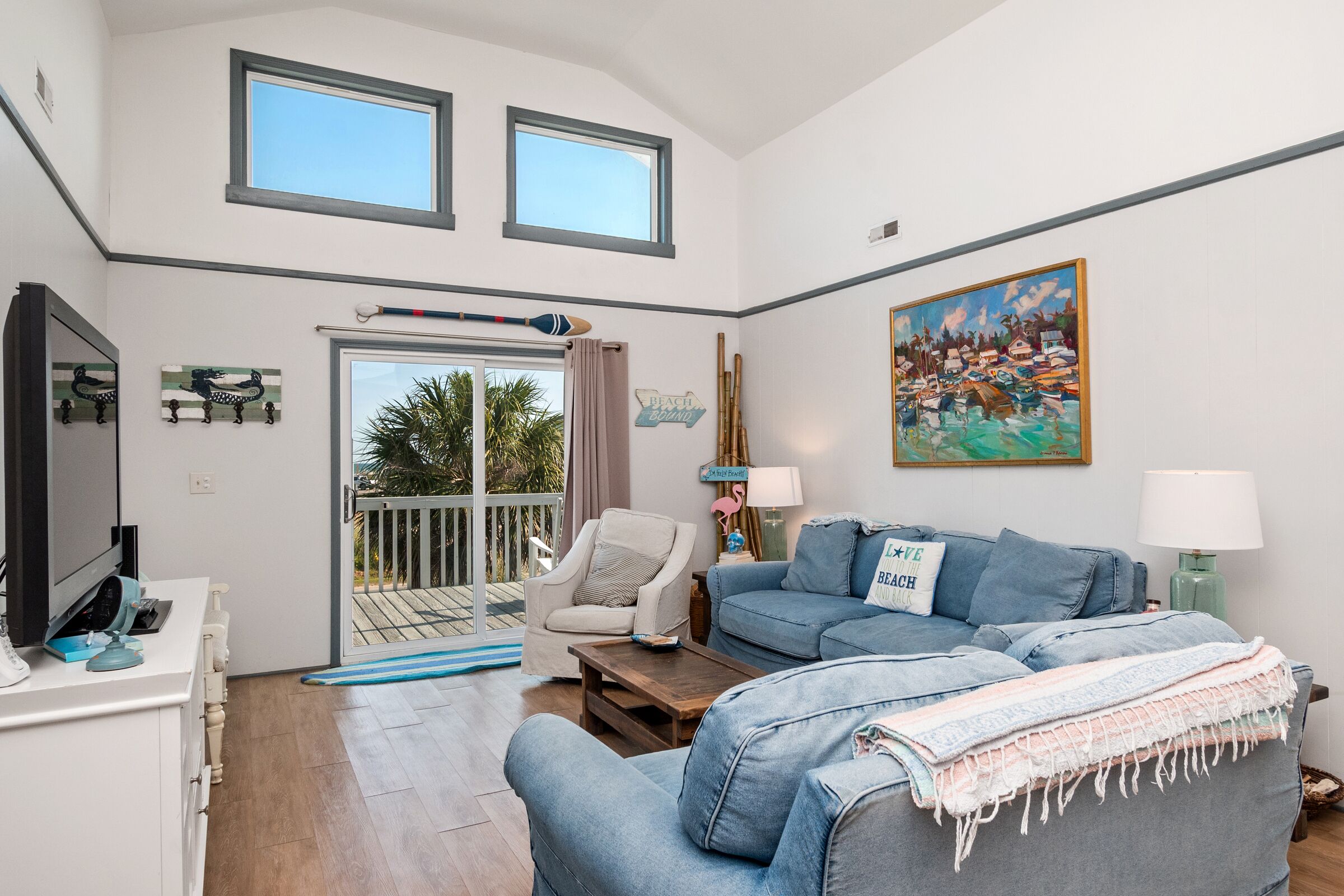 TV, DVD player, books, video library