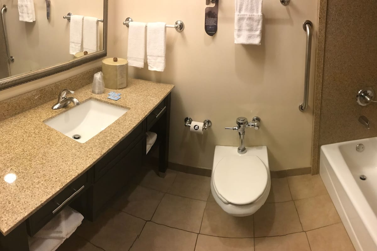 standard double room, 2 queen beds, non smoking | bathroom | eco-friendly toiletries, hair dryer, towels