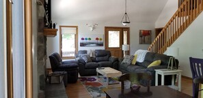 View of living room from dining & kitchen area.