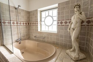 Bañera, secador de pelo, toallas